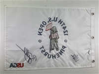 Hovland & Dechambeau Signed 2024 US Open at Pinehurst Embroidered Flag JSA#CE90691