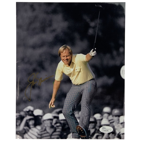 Jack Nicklaus Signed 1986 Masters Putter Raise Color Contrast Photo in Gold Marker JSA #N48286
