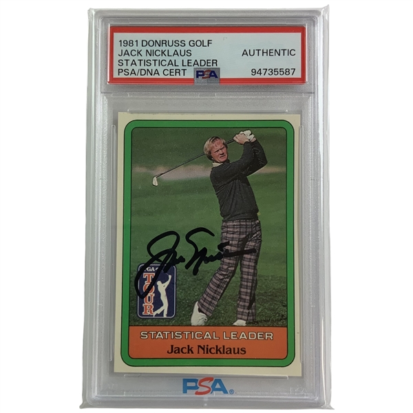 Jack Nicklaus Signed 1981 Donruss Golf Statistical Leader Card PSA/DNA Authentic