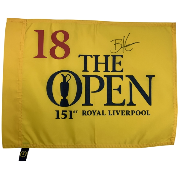 Brian Harmon Signed 2023 Open Championship At Royal Liverpool Flag JSA ALOA