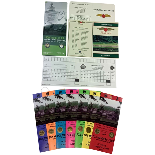 2005 PGA Championship Tickets & Scorecard from Baltusrol Golf Club - Phil Win