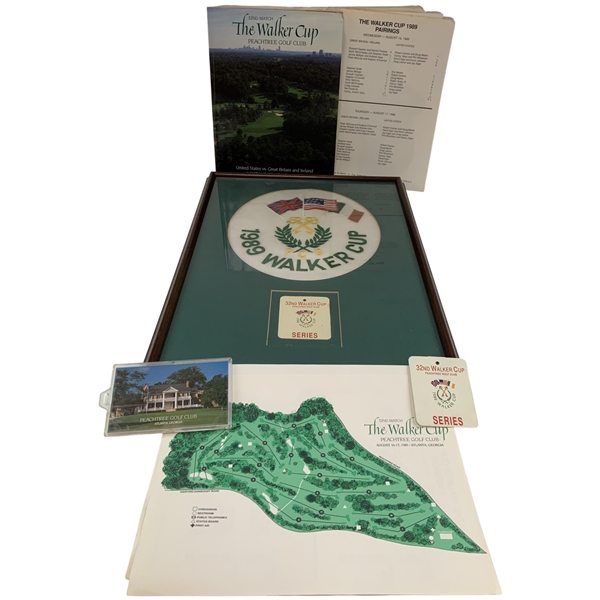 A Collection of 1989 Walker Cup Golf Memorabilia Including Framed Display and Ephemera