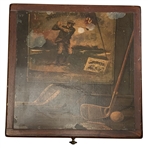 Porported Pinehurst CC Decorative Scorecard/Ballot Wood Box on Metal Stand with Golf Theme