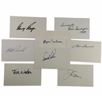 Eight Masters Champs W/Nicklaus, Palmer, Player, Picard, Snead Signed 3x5 Index Cards JSA ALOA