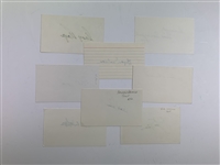 Eight Masters Champs W/Nicklaus, Palmer, Player, Picard, Snead Signed 3x5 Index Cards JSA ALOA