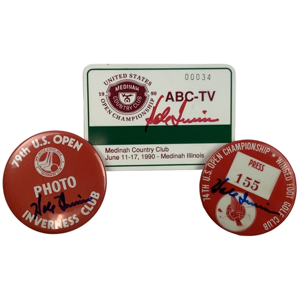 A Trio of Hale Irwin Signed U.S. Open Media Credentials from Championship Years JSA ALOA
