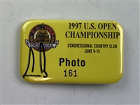 Ernie Els Signed 1994 & 1997 US Open Golf Committee & Photographer Badges JSA ALOA