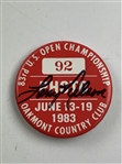 (2) Larry Nelson Signed 1983 US Open Badges w/1982 US Open ABC Badge from 'Duel in the Sun' JSA ALOA
