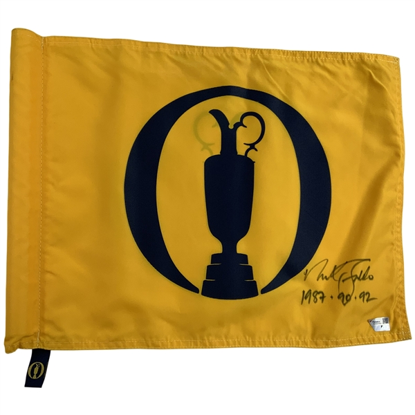 Nick Faldo Signed Open Championship Practice Round Flown Flag w/ Years Won JSA ALOA