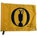 Nick Faldo Signed Open Championship Practice Round Flown Flag w/ Years Won JSA ALOA