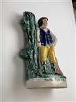 Staffordshire-Style Hand-Painted Ceramic Young Tom Morris Golfing Spill Vase