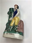 Staffordshire-Style Hand-Painted Ceramic Young Tom Morris Golfing Spill Vase