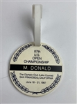 Mike Donald's 1987 US Open at Olympic CC Contestant Badge & Bag Tag