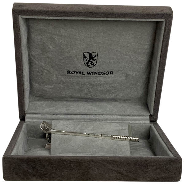 Royal Windsor Silvertone Golf Club Tie Clip and Presentation Box