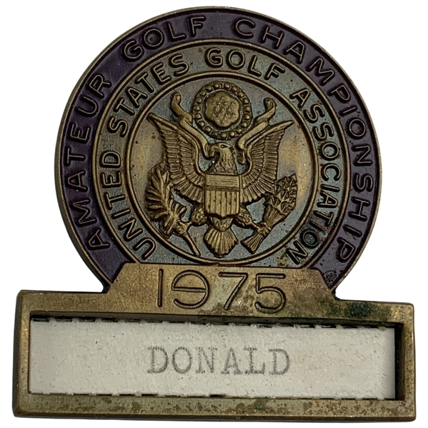 Mike Donalds 1975 US Amateur at CC of Virginia Contestant Badge - Fred Ridley Win