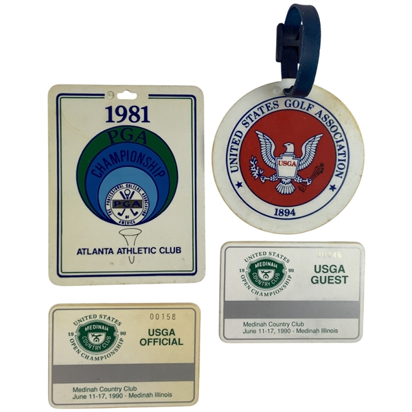 Mike Donalds US Open & PGA Championship Badges and Contestant Bag Tags