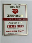 Mike Donald's 1985 PGA Championship at Cherry Hills Contestant Badge and Bag Tag