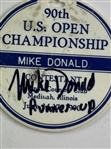 Runner-Up Mike Donald's 1990 U.S. Open at Medinah Signed Used Bag Tag & Contestant Badge JSA ALOA