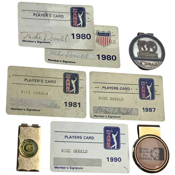 Mike Donalds PGA Tour Player ID Cards and Tournament Badges