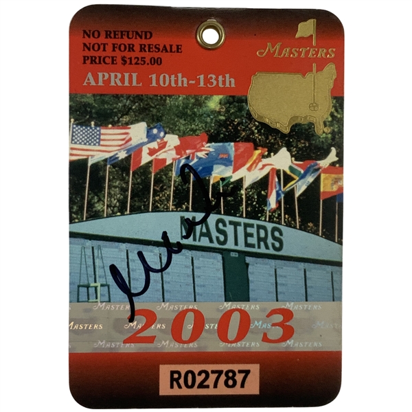 Mike Weir Signed 2003 Masters Tournament SERIES Badge #R02787 JSA ALOA