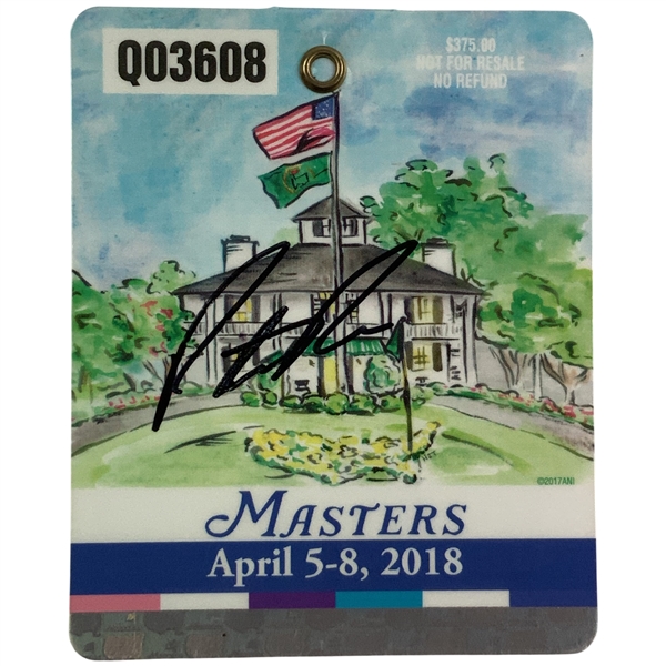 Patrick Reed Signed 2018 Masters Tournament SERIES Badge #Q03608 JSA ALOA