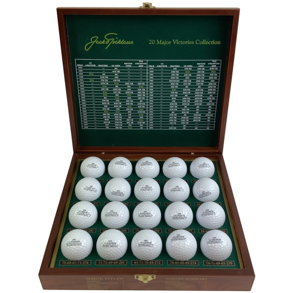 Jack Nicklaus 20 Major Victories Collection Commemorative Golf Ball Set in Wooden Case