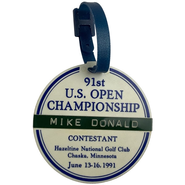 Mike Donalds 1991 US Open at Hazeltine Contestant Bag Tag 