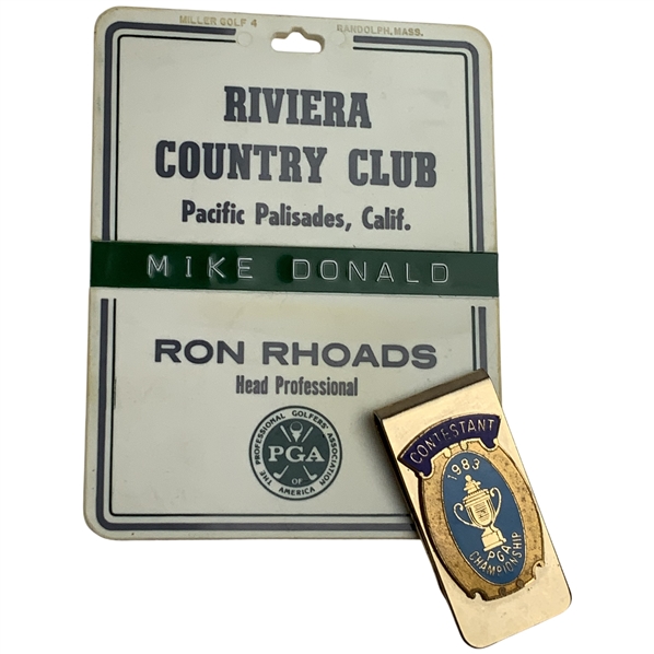 Mike Donalds 1983 PGA Championship at Riviera Contestant Badge & Bag Tag