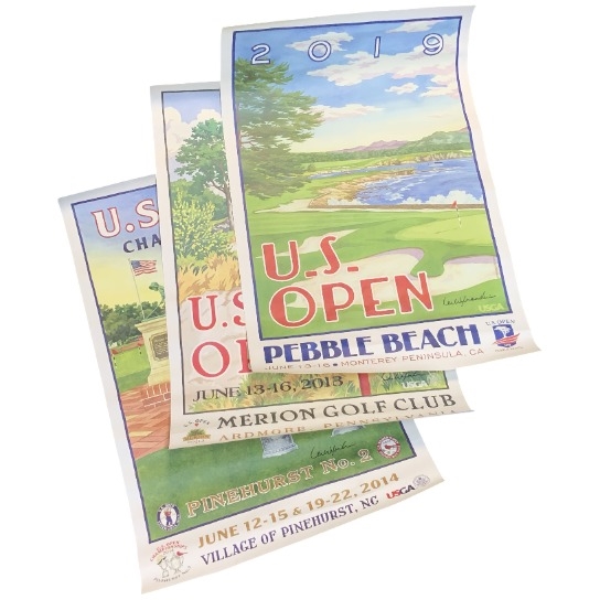 Three Official US Open Golf Championship Posters by Lee Wybranski - 2013, 2014 & 2019