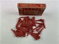 Vtg. 'Champion' Polished Wood Golf Tees by Jaymar Specialty Co in Large Original Box 