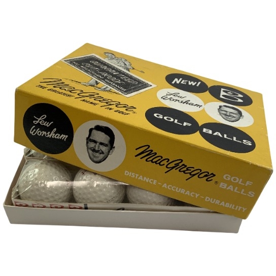 One dozen vintage MacGregor Lew Worsham CutProof golf balls in original box