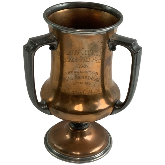 1907 Three Handled Loving Mixed Metal Cup Trophy Greensburg Country Club 