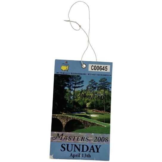 Champion Trevor Immelman Signed 2008 Masters Tournament Sunday Grounds Pass JSA ALOA