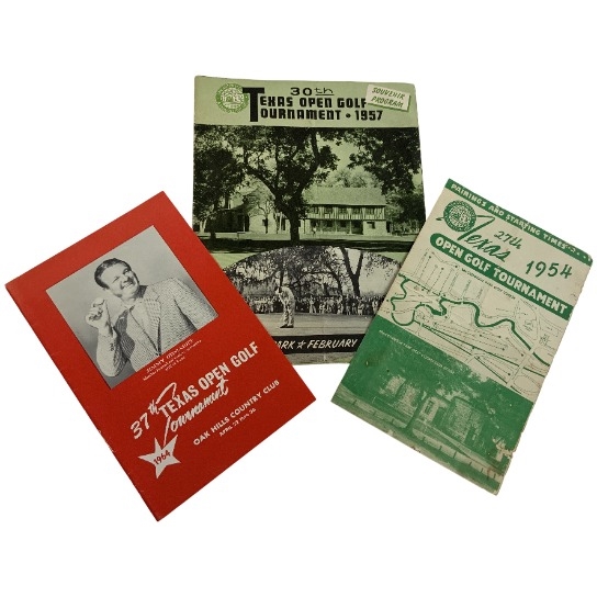 Trio of Vintage Texas Open Golf Tournament Programs and Pairing Sheets 19541964