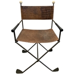 Novelty Golf Theme Wrought Iron and CrocodileEmbossed Leather Armchair