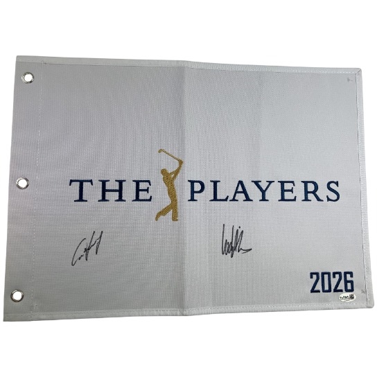 Aberg & 2026 winner Cam Young Signed 2026 Players Championship Embroidered Flag JSA#CL34062