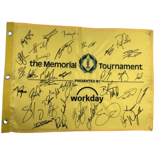 2024 Memorial Tournament Field Signed Golf Pin Flag with 41 Signatures JSA ALOA