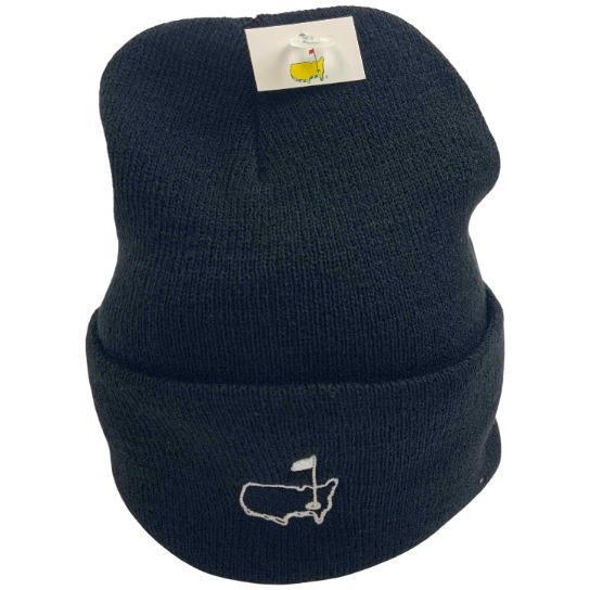 The Masters Tournament Black Embroidered Knit Cuffed Beanie Hat