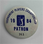 Pete Dye Signed TPC Sawgrass Golf Ball W An Assortment of Vintage PGA Tournament Players Championship Pinback Badges JSA ALOA