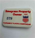 Pete Dye Signed TPC Sawgrass Golf Ball W An Assortment of Vintage PGA Tournament Players Championship Pinback Badges JSA ALOA