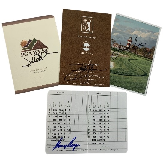 Duval, Johnson, Spieth & Player Signed Scorecards JSA ALOA