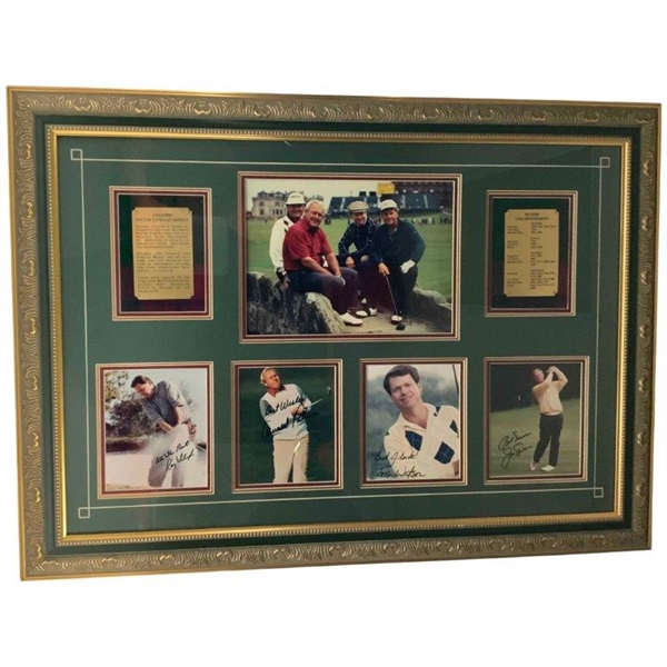 Palmer, Nicklaus, Floyd & Watson Signed Golf Memorabilia Display Legends on the Swilcan Bridge JSA ALOA