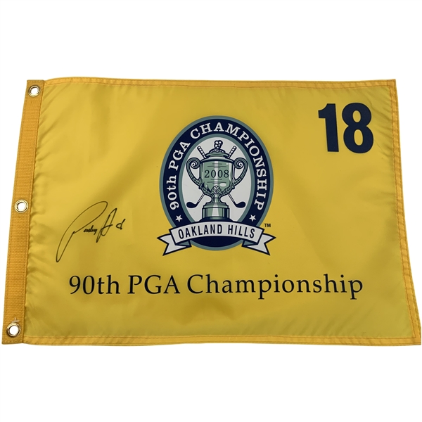 Padraig Harrington Signed 2008 PGA Championship at Oakland Hills Embroidered Flag JSA ALOA