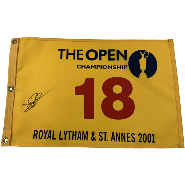 David Duval Signed 2001 The OPEN at Royal Lytham & St. Annes Flag JSA ALOA