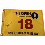 David Duval Signed 2001 The OPEN at Royal Lytham & St. Annes Flag JSA ALOA