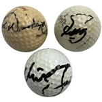 Fuzzy Zoeller, Tom Weiskopf & Nick Faldo Signed Personal Used Golf Balls JSA ALOA