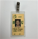 Lot of Four Official Masters Tournament Caddy Badges (1987,91,93,94) -Issued to Mike Mazzeo for Fuzzy Zoeller