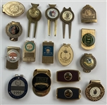 Large Collection of 100 Golf Badges, Money Clips & Divot Tools - Masters, US Open, Tiger Wins & More