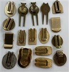 Large Collection of 100 Golf Badges, Money Clips & Divot Tools - Masters, US Open, Tiger Wins & More