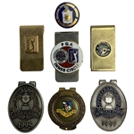 A Collection of Commemorative Golf Tournament Money Clips and a Central Intelligence Agency Lapel Pin